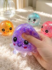 1pc Maltose Glitter Octopus Squishy Toy, Stretchable Sequin Ocean Animal Squeeze Toy, Stress Relief Fidget Toy - 彩色 - 查看 3