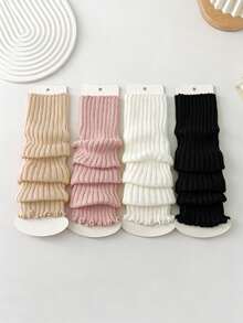 Random Combination 4/8 Pairs, Girls' Slouchy Leg Warmers Set - Suitable For Dance And Play, Warm And Comfortable | Soft Knee-High Leg Warmers For Spring, Autumn And All Seasons - Multicolor - View 4