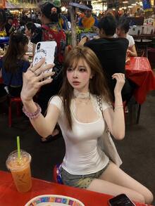 夏季休閒復古低腰牛仔短褲 - 霧霾藍 - 查看 5