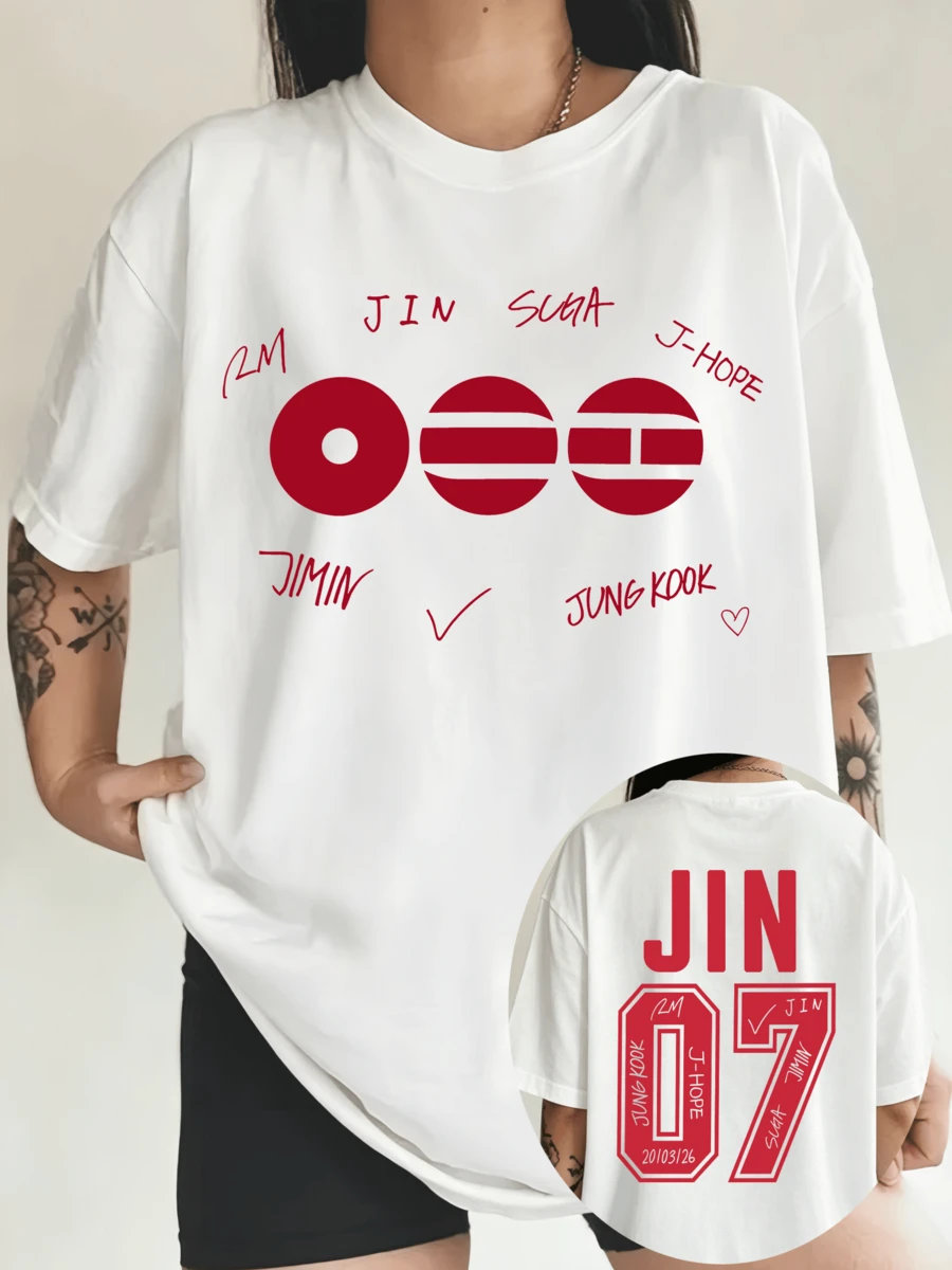 BTSS 07 OT7 2026 World Tour Jersey Style Double-Sided Graphic T-Shirt - 白色 - 查看 1