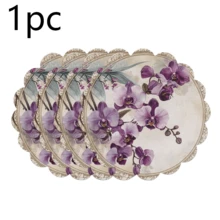 Floral Scalloped Round Placemats, Decorative Table Mats, Size 36*36cm. Polyester Woven, Heat-Resistant, Waterproof, Stain-Proof, Washable & Durable For Table Decor. - Multicolor - View 19