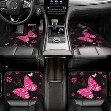 1件/4件裝汽車地板墊與後車廂墊，粉色蝴蝶圖案，保護車內空間，提升駕駛體驗，升級車內環境－新車必備，易清潔易安裝，適用於大多數SUV與轎車車型。節日禮物/送禮首選/通用型汽車地板墊/ - 蝴蝶圖案 - 查看 3