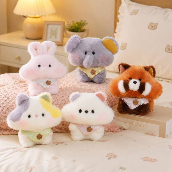 1pc Cute Cartoon Foodie Animal Series Squishy Plush Doll Mini Animal Series Rabbit Elephant Cat Bear Doll Stress Relief Doll Learning Companion Desk Ornament Home Decor Photo Prop Gift For Friends Bestie Holiday Birthday Christmas Halloween