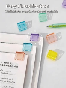 40/20入可愛美學馬卡龍色透明塑膠按壓夾，免分發器方形角紙夾，可拆卸考卷文件收納夾子套組，學生學校辦公桌面用品，便攜書角夾，日常使用 - 多色多款 - 查看 11