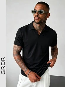 GRDR 男士夏季 Polo 衫，适合商务、办公、会议和谈判场合 - 黑色 - 查看 4