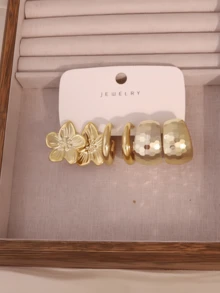 6-18 Stücke Gold Mode Damen Ohrringe Set, stilvoll und elegant, geeignet für den täglichen Gebrauch, Versammlungen und Partys - Gold - Übersicht 4