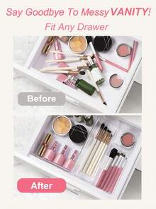 25/12/5/1pc Transparent Drawer Storage Box Set, Multi-Functional Plastic Storage Box, Bathroom And Vanity Drawer Storage Tray, 4 Sizes, Stackable Portable Storage Tray, Suitable For Graduation Gift, Back To School Gift, Halloween Gift - Clear - View 8