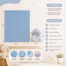 Kit Manta Bebê com Naninha Pelúcia Microfibra Antialérgica Macia 90x80cm - RAPOSA CINZA - Visão 3