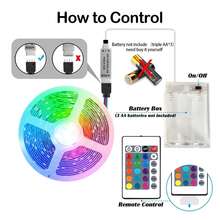 3535 RGB LED 燈條，附 24 鍵紅外線遙控器，16 色可調光，3 顆 AA 電池供電，適用於電視背光、鏡子、櫥櫃、廚房、婚禮、派對與居家裝飾（不含電池） - 3535RGB-24K - 查看 4