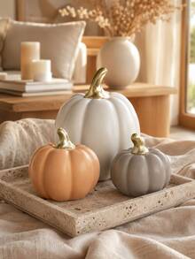 Nordic Cream Resin Pumpkin Decor Set, Scandinavian Neutral Home Decor Accents, Modern Minimalist Desktop Shelf Coffee Table Decoration, Light Luxury Aesthetic Room Decor - 1PC - View 1