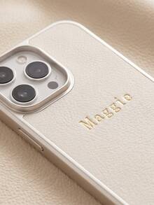 客製化手機殼，適用於 iPhone 17 16 15 14 13 12 11 Pro Max 17 Air 16 15 14 Plus，適用於 S25 S24 S23 S22 S21 Ultra Plus S23 S21 S20 FE A55 A54 A53 A52 A51 A35 A34 A33 A32 A23 A21S A15 A14 A13 A12 A03 5G 4G，INS 韓系奢華 PU 皮革保護殼，個性化首字母姓名 3D DIY 金色刻字手機殼，節日禮物送給愛人、朋友、家人或自己 - 白色 - 查看 4
