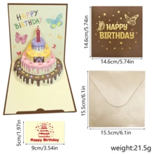 2026新款3D生日祝福卡，送給朋友的完美禮物，3D彩色生日祝福卡，蛋糕與蠟燭設計極簡生日卡，創意高級可折疊生日派對禮物，My Order Delivered，畢業裝飾，禮物，18歲生日派對用品，感謝老師禮物，最佳老師禮物 - 白色 - 查看 28