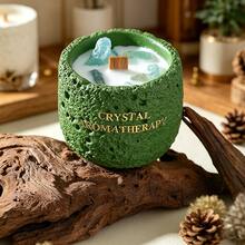 5 Colors Crystal Aromatherapy Candles, Wabi-Sabi Volcanic Texture Cement Cup, Smokeless Plant Wax With Natural Crystal, 8-12 Hours Burn Time, Style Home Decor, Wedding Holiday Gift - Crystal Scented Candles - View 9