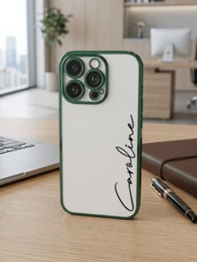 Custom Cursive Name Customized Plating Clear Phone Case, Minimalist Tiny Heart Personalized DIY Engraved Transparent Shockproof Cover For IPhone 17 16 15 14 13 12 11 Pro Max Plus, Elegant Aesthetic Phone Accessory For Women Teen Girls Birthday Valentine's Day Christmas Mother's Day Graduation Anniversary - Green - View 5