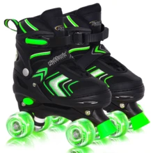 Adjustable Roller Skates For Girls Boys, 4 Size Rollerskates With All Light Up Wheels For Kids - Green - View 1