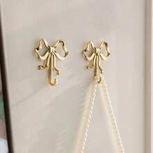 1/2/4pcs Gold Elegant Bow Wall Hooks, Metal Convenient Wall Hooks, Painted Finish, For Hanging Keys, Hats And Clothes, Entryway Storage, Wall Storage, Room Living Room Bedroom Bathroom Decoration, Princess Room - Multicolor - View 11