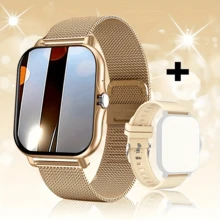NcmRyu 1.83 Inch Full Screen Smart Watch With Steel Band + Silicone Dual Strap Combination, Compatible With IOS And Android Phones, (Answer/Make Calls), Features Multiple Sports Modes/Massive Watch Faces/Built-In Games/AI Voice Control/Unisex Sports Watch - View 4