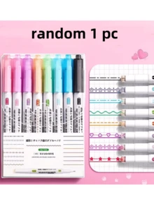 Random 1 Pc Floral Outline Pens, Curve Pens For Planners, Decorative Pens With Floral Designs, Roller Pens For Scrapbooks, And Special Pens For Hand- Reports, Back To School - Double-ended Pen - View 9