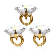 1/3/5pcs Rhinestone Engagement Ring Shaped Aluminum Foil Balloons, Suitable For Wedding, Engagement, Bridal Shower Party Supplies - Diamond Ring - View 11