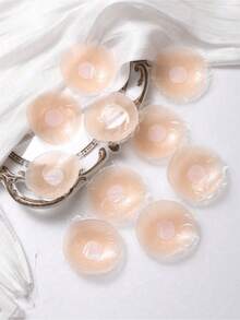 10pcs Reusable Silicone Round Invisible Nipple Covers, Premium Packaging Reusable Silicone Invisible Breast Pads, Non-Sticky Washable Nipple Covers, Suitable For Women, Applicable For Wedding Dress, Backless Dress, Photography, Evening Gown - Multicolor - View 7