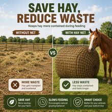 [Horse Stuff] Hay Net, Hay Nets For Horses - Slow Feed Hay Nets For Horses, Heavy-Duty Round Bale Hay Bag For Reducing Waste & Promoting Healthy Eating - Stall Or Pasture Use, Horse Supplies - View 3