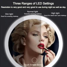 Cermin Rias LED dengan Lampu, Set Cermin Pembesar 3X dengan Perekat Hisap (Opsional), Cermin dengan Perekat Hisap, 3 Mode Pencahayaan, Cermin Rias dengan Alas Penyimpanan, Kontrol Sentuh, Baterai 500mAh, Dapat Dilipat dan Portabel, Cocok untuk Penggunaan di Rumah, Kamar Tidur, Kantor, dan Perjalanan - MultiWarna - View 5