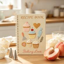 1 pieza Cuaderno de recetas, Libro de cocina en blanco con portada bordada de cupcake y herramientas de repostería, Regalo perfecto para amantes de la repostería, panaderos caseros y chefs de pastelería, También excelente para regalos de inauguración de casa y regalos festivos, Útiles escolares para el regreso a clases - A - Ver 2