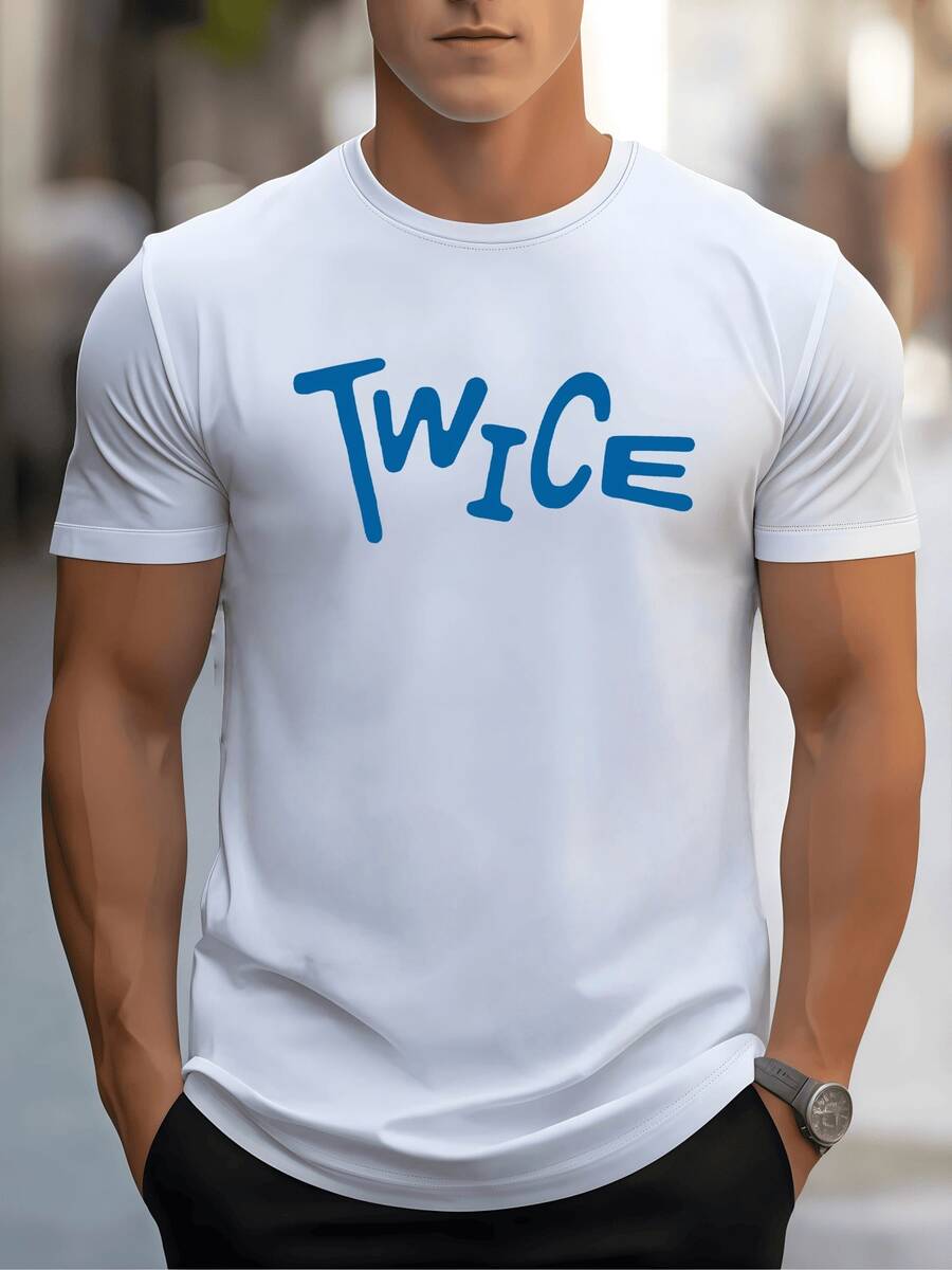 Letras azules que expresan dualidad fuerza y energía constante mediante este nombre en una cómoda y moderna camiseta de hombre versátil - Blanco - Ver 1