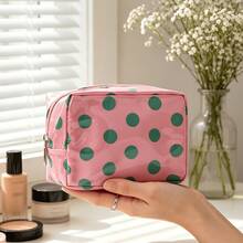 1 pieza Monedero mini de moda con estampado de lunares, bolsa de almacenamiento de contraste de colores para lápiz labial y auriculares, bolsa de almacenamiento pequeña portátil, almacenamiento en el hogar, puede contener lápiz labial, polvo, auriculares, tarjetas, etc., adecuado para el uso diario, viajes, uso personal o como regalo - Multicolor - Ver 3
