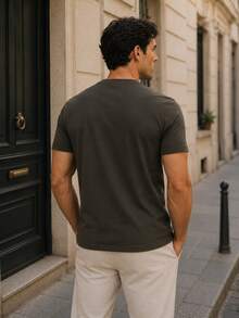 T8568 DEWBERRY Men V NECK T-SHIRT - Army Green - View 3