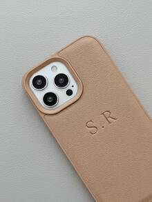 客製化手機殼 適用 17 16 15 14 13 12 11 Pro Max 17 Air 個性化縮寫姓名 3D DIY 雕刻金字背蓋 熱燙印技術 韓系奢華 PU 皮革防震手機殼 16 15 14 13 12 11 Pro Max - 摩卡棕 - 查看 6