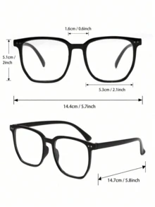 1pc Minimalist Pure Black Full Frame Glasses, Simple Square Design, Versatile Style, Clear Lenses, Unisex - Multicolor - View 6