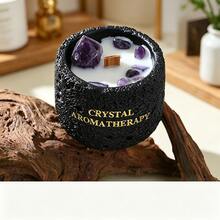 5 Colors Crystal Aromatherapy Candles, Wabi-Sabi Volcanic Texture Cement Cup, Smokeless Plant Wax With Natural Crystal, 8-12 Hours Burn Time, Style Home Decor, Wedding Holiday Gift - Crystal Scented Candles - View 13