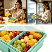 1-Cup Silicone Freezing Trays With Lid,1 Pack,Easy-Release Silicone Freezer Molds For Soup Ice Cubes,Soup Freezer Molds,Freeze & Store Broth,Sauce,Leftovers - Makes4 Perfect 1 Cup Portions - 薄荷藍 - 查看 1