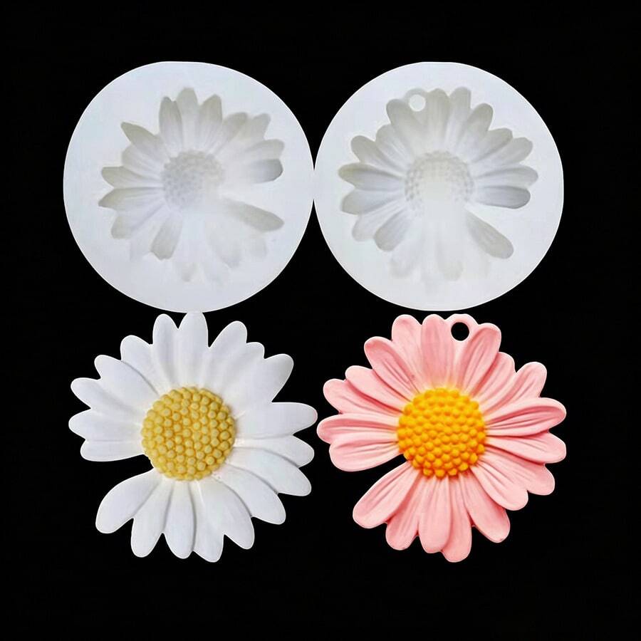 1pc/2pcs/5pcs Daisy Sunflower Decorative Daisy Handmade Candle Aromatherapy DIY Craft Plaster Ornament Silicone Mold - White - View 1