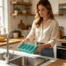 1-Cup Silicone Freezing Trays With Lid,1 Pack,Easy-Release Silicone Freezer Molds For Soup Ice Cubes,Soup Freezer Molds,Freeze & Store Broth,Sauce,Leftovers - Makes4 Perfect 1 Cup Portions - 薄荷藍 - 查看 2