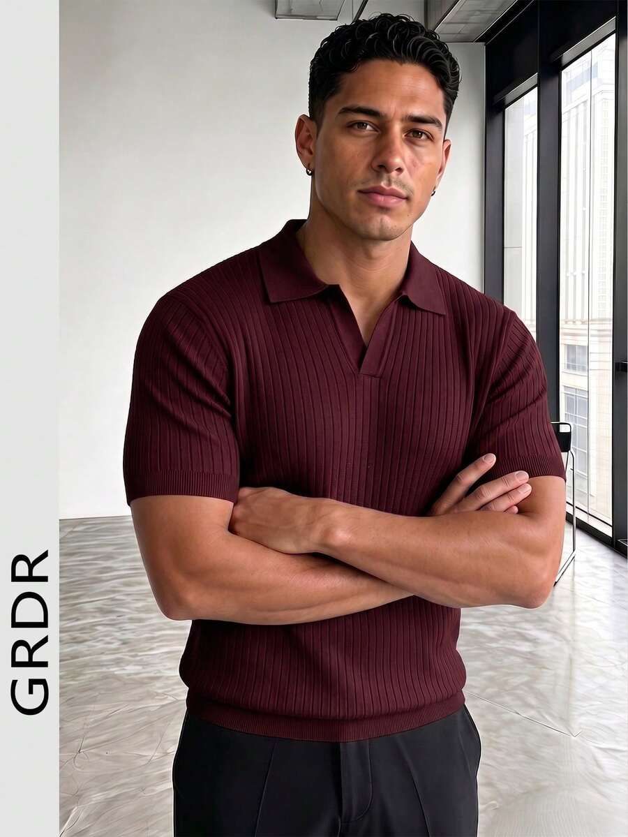 GRDR Men's Solid Color Short Sleeve Knit Top