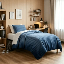Fluffy Ribbed 2/3 Pieces Corduroy Comforter Set Thick Durable Ultra Soft Plush Cozy Bedding Set 330 GSM All Season For Twin Full Queen King California King Housewarming Wedding Christmas Gift - 藍色漸變 - 查看 9
