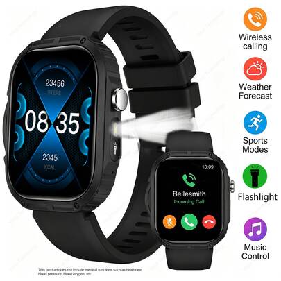 Reloj Deportivo Inteligente Unisex Nuevo y Popular, Soporta Múltiples Idiomas, Llamadas Inalámbricas/Notificaciones de Mensajes/Alarma/Música/Cámara/Múltiples Modos Deportivos, Luz LED Exterior, Cara de Reloj Personalizable, Opción de Regalo Ideal para Diversas Festividades