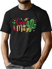 Cactus verde junto a chile rojo celebran festividad mexicana del Cinco de Mayo con colores vibrantes representando alegría y tradición camiseta de hombre - Negro - Ver 1
