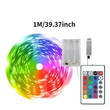 3535 RGB LED 燈條，附 24 鍵紅外線遙控器，16 色可調光，3 顆 AA 電池供電，適用於電視背光、鏡子、櫥櫃、廚房、婚禮、派對與居家裝飾（不含電池） - 3535RGB-24K - 查看 13