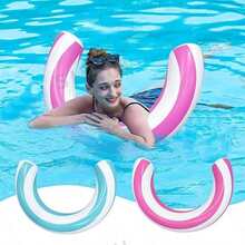 1pc New Striped U-Shaped Inflatable Swim Ring, Arched Design Pool Float, Thickened PVC Floating Device, Summer Water Entertainment Float, Swimming Pool Lounge Chair, Beach Float, Inflatable Water Toy, Pool Party Accessory, Suitable For Adults And Teens Vacation Swimming Float - Multicolor - View 1