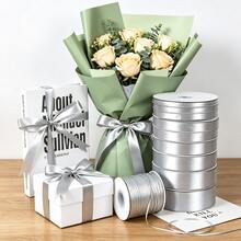 10 Yards Long Silver-Grey Dense Satin Ribbon, High-Density Texture Resistant To Fraying, Perfect For Holiday Celebrations. Suitable For Christmas, Halloween, Thanksgiving Decorations, Wedding Floral Arrangements, Gift Box Packaging, Party Decor, And Handmade Crafting - Silver - View 3