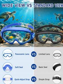 3/1pc These Swimming Goggles Feature Leak-Proof And Anti-Fog Capabilities; Suitable For Use In Swimming Pools And Water Parks, And Appropriate For Teenagers. Must-Have Gifts For The Back-To-School Season - Multicolor - View 4