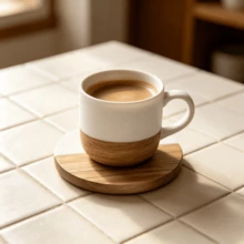 Heat Resistant Non-Slip Marble Acacia Wood Spliced Coasters, Round Square Hexagon Shapes Elegant Table Protector Pad For Hot Mugs Cookware, Compact Decor Accessory Suitable For Home Kitchen Dining Table Daily Household Dining Scenes - Multicolor - View 5