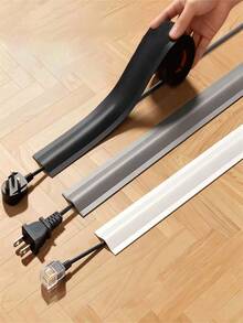 1 Roll Self-Adhesive Cable Protector Sleeve, Designed For Power Cord Management, With White Base Cover, Prevents Cables From Tangling On Floors, Walls And Desktops - A - View 2
