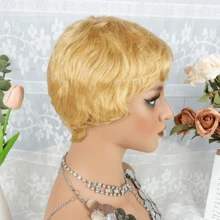 27# Color Layered Straight Human Hair Wig For Woman Short Straight Pixie Cut Human Hair Wig With 150% Density Elastic Net Cap Human Hair Wig For Party Use & Daily Wear - S27 - View 4