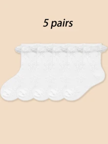 1/2/3/5/6/12 Pairs Lace Trim Cable Knit Lolita Mid-Calf Socks - Multicolor - View 31