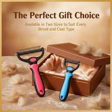 Double-Sided Bristle Pet Grooming Brush, Long Hair Dog & Cat Deshedding Comb, Easily Remove Hair Knots, Tangles And Loose Fur, Non-Slip Handle Large Pet Shedding Cleaning Tool - Multicolor - View 10