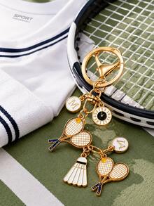Llavero personalizado para entusiastas de los deportes, colgante de raqueta de tenis & raqueta de bádminton, amuleto de bolso de aleación, accesorio decorativo diario para mochila, regalo para niños y niñas - Multicolor - Ver 4
